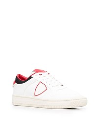 Мужские бело-красные кожаные низкие кеды от Philippe Model Paris