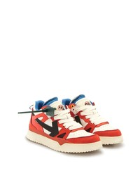 Мужские бело-красные кожаные низкие кеды от Off-White