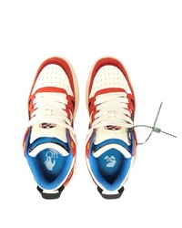 Мужские бело-красные кожаные низкие кеды от Off-White