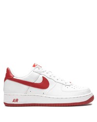 Мужские бело-красные кожаные низкие кеды от Nike