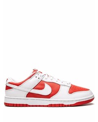Мужские бело-красные кожаные низкие кеды от Nike
