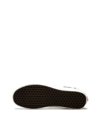 Мужские бело-красные кожаные низкие кеды от Vans