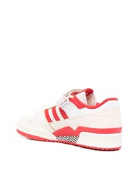 Мужские бело-красные кожаные низкие кеды от adidas