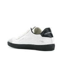 Мужские бело-красные кожаные низкие кеды от Leather Crown