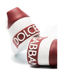 Мужские бело-красные кожаные низкие кеды от Dolce & Gabbana