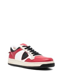 Мужские бело-красные кожаные низкие кеды от Philippe Model Paris