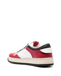 Мужские бело-красные кожаные низкие кеды от Philippe Model Paris