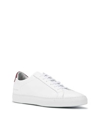 Мужские бело-красные кожаные низкие кеды от Common Projects