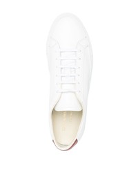 Мужские бело-красные кожаные низкие кеды от Common Projects