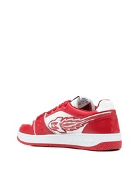 Мужские бело-красные кожаные низкие кеды от Enterprise Japan