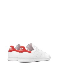 Мужские бело-красные кожаные низкие кеды от adidas