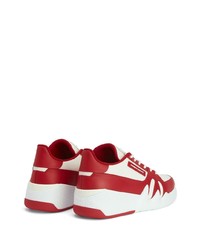 Мужские бело-красные кожаные низкие кеды от Giuseppe Zanotti