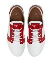 Мужские бело-красные кожаные низкие кеды от Giuseppe Zanotti
