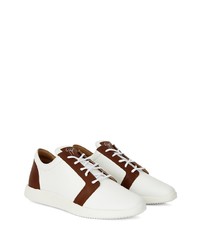 Мужские бело-красные кожаные низкие кеды от Giuseppe Zanotti