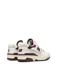 Мужские бело-красные кожаные низкие кеды от New Balance