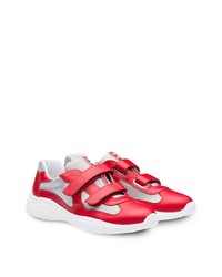 Мужские бело-красные кроссовки от Prada
