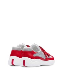 Мужские бело-красные кроссовки от Prada