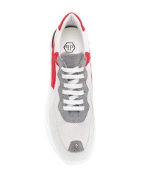 Мужские бело-красные кроссовки от Philipp Plein