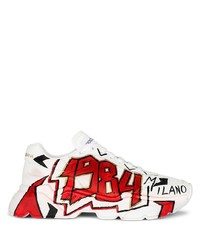 Мужские бело-красные кроссовки от Dolce & Gabbana