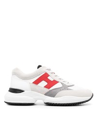 Мужские бело-красные кроссовки от Hogan