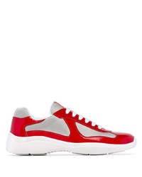 Мужские бело-красные кроссовки от Prada