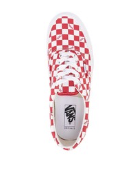 Мужские бело-красные низкие кеды из плотной ткани в клетку от Vans