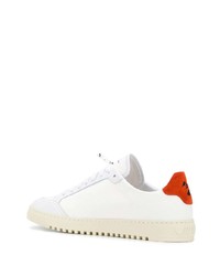 Мужские бело-красные низкие кеды из плотной ткани от Off-White