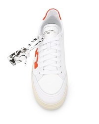 Мужские бело-красные низкие кеды из плотной ткани от Off-White