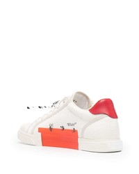 Мужские бело-красные низкие кеды из плотной ткани от Off-White