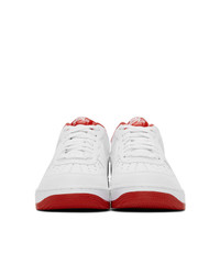 Мужские бело-красные низкие кеды из плотной ткани от Nike