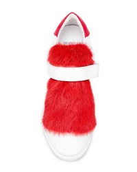 Женские бело-красные низкие кеды от Moncler