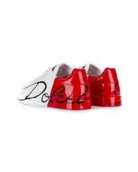Мужские бело-красные низкие кеды от Dolce & Gabbana