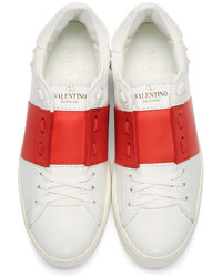 Женские бело-красные низкие кеды от Valentino