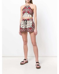 Женские бело-красные шорты с принтом от RED Valentino