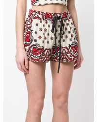 Женские бело-красные шорты с принтом от RED Valentino