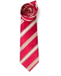 Мужской бело-красный галстук в вертикальную полоску от Kiton