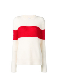 Женский бело-красный свитер с круглым вырезом в горизонтальную полоску от Calvin Klein