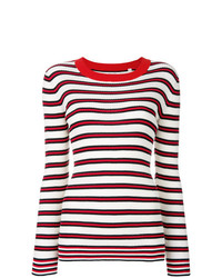 Женский бело-красный свитер с круглым вырезом в горизонтальную полоску от Chinti & Parker