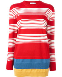 Женский бело-красный свитер с круглым вырезом в горизонтальную полоску от J.W.Anderson