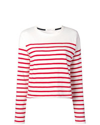 Женский бело-красный свитер с круглым вырезом в горизонтальную полоску от Rag & Bone