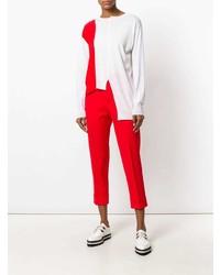 Женский бело-красный свитер с круглым вырезом с принтом от Stella McCartney