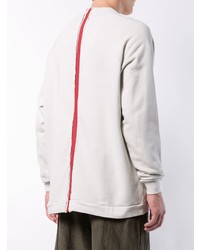 Мужской бело-красный свитер с круглым вырезом с принтом от Komakino