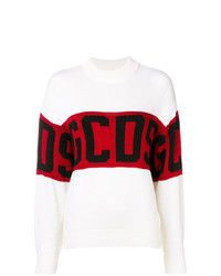 Женский бело-красный свитер с круглым вырезом с принтом от Gcds