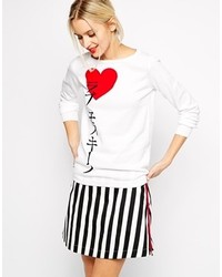 Женский бело-красный свитер с круглым вырезом с принтом от Love Moschino