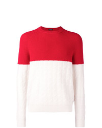 Мужской бело-красный свитер с круглым вырезом от BOSS HUGO BOSS