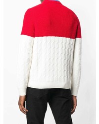 Мужской бело-красный свитер с круглым вырезом от BOSS HUGO BOSS