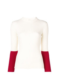 Женский бело-красный свитер с круглым вырезом от MAISON KITSUNE