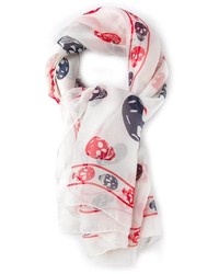 Женский бело-красный шарф с принтом от Alexander McQueen