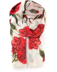 Женский бело-красный шарф с принтом от Dolce & Gabbana