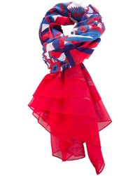 Женский бело-красный шарф с принтом от Hermes